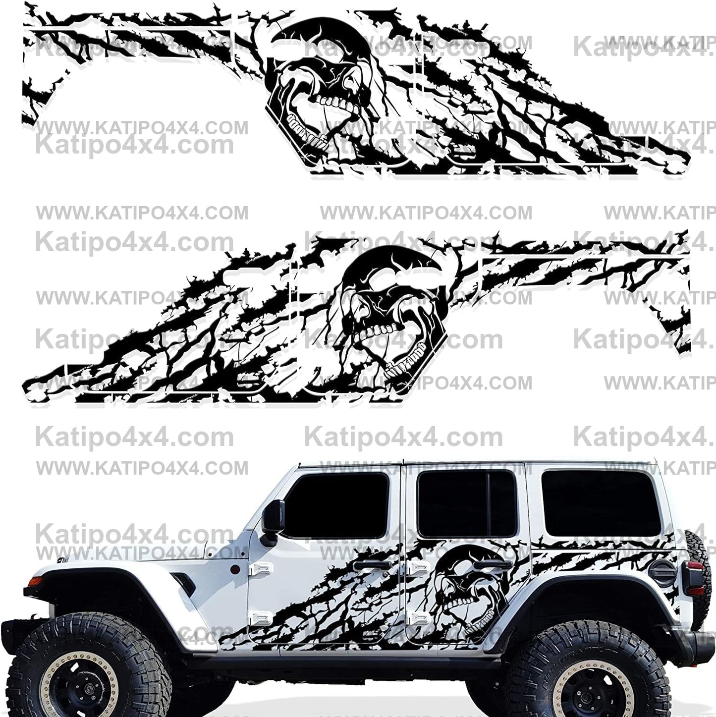 Tire Tracks Side Graphics Kit 3M Vinyl Decal Wrap Compatible with SUV TRUCK CAR 4 Door 2007-2016 - Nimbus Gray