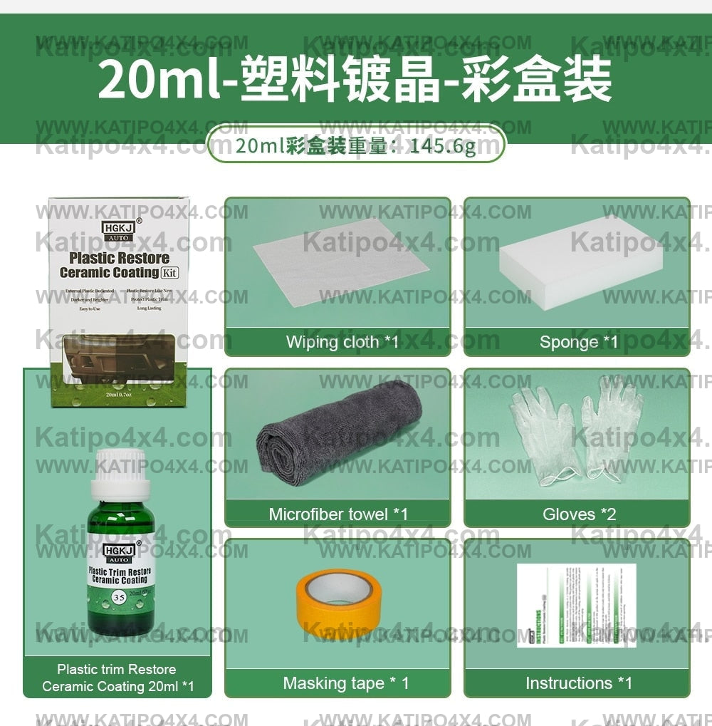 Plastic & Trim Ceramic Coating Agent for refreshing and restoration of black trim parts