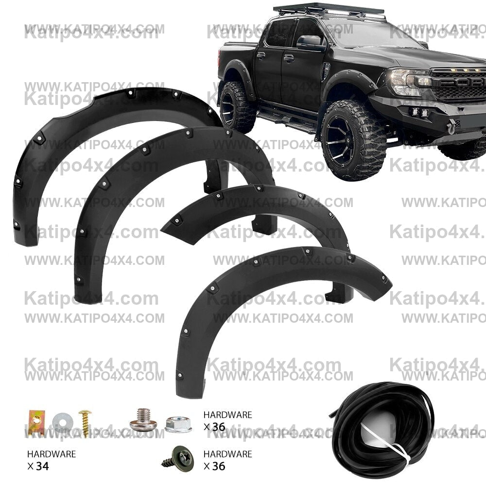 Bolt Style Fender Flares  For Ford Ranger 2023+ Next-Gen WILDTRAK SPORT XLT XLS XL With Front Bulbar 4''