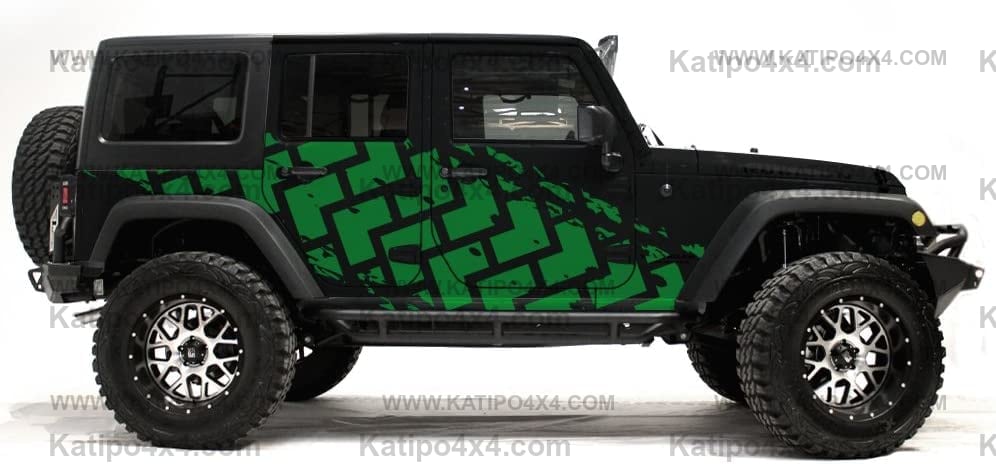 Tire Tracks Side Graphics Kit 3M Vinyl Decal Wrap Compatible with SUV TRUCK CAR 4 Door 2007-2016 - Nimbus Gray