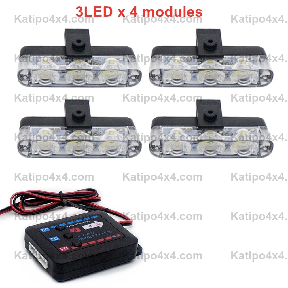 3 LED Car Front Grille Strobe Lights Flash Warning Lamp Red Blue Yellow Rescue Vehicle Emergency Flasher Signal Lighting ( FREE WORLDWIDE SHIPPING )