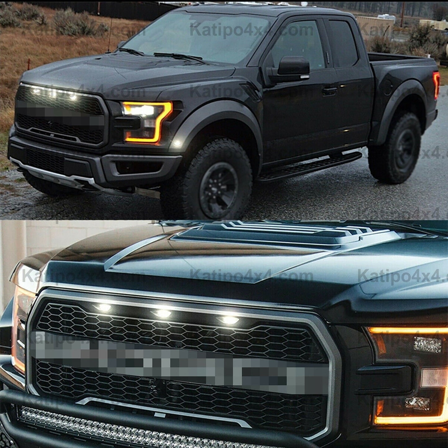 LED Grille Light Universal Car Smoked Amber White 4LED Grill Light ( FREE WORLDWIDE SHIPPING )