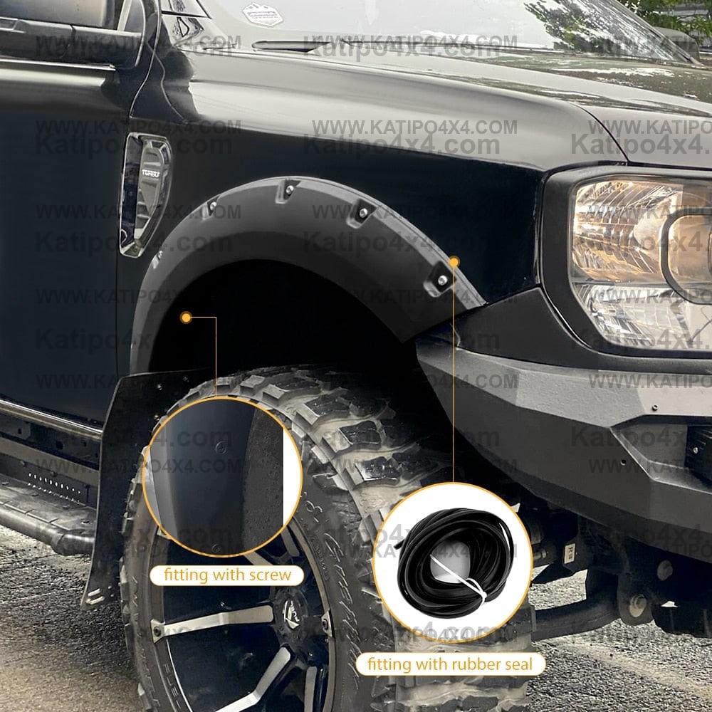 Bolt Style Fender Flares  For Ford Ranger 2023+ Next-Gen WILDTRAK SPORT XLT XLS XL With Front Bulbar 4''