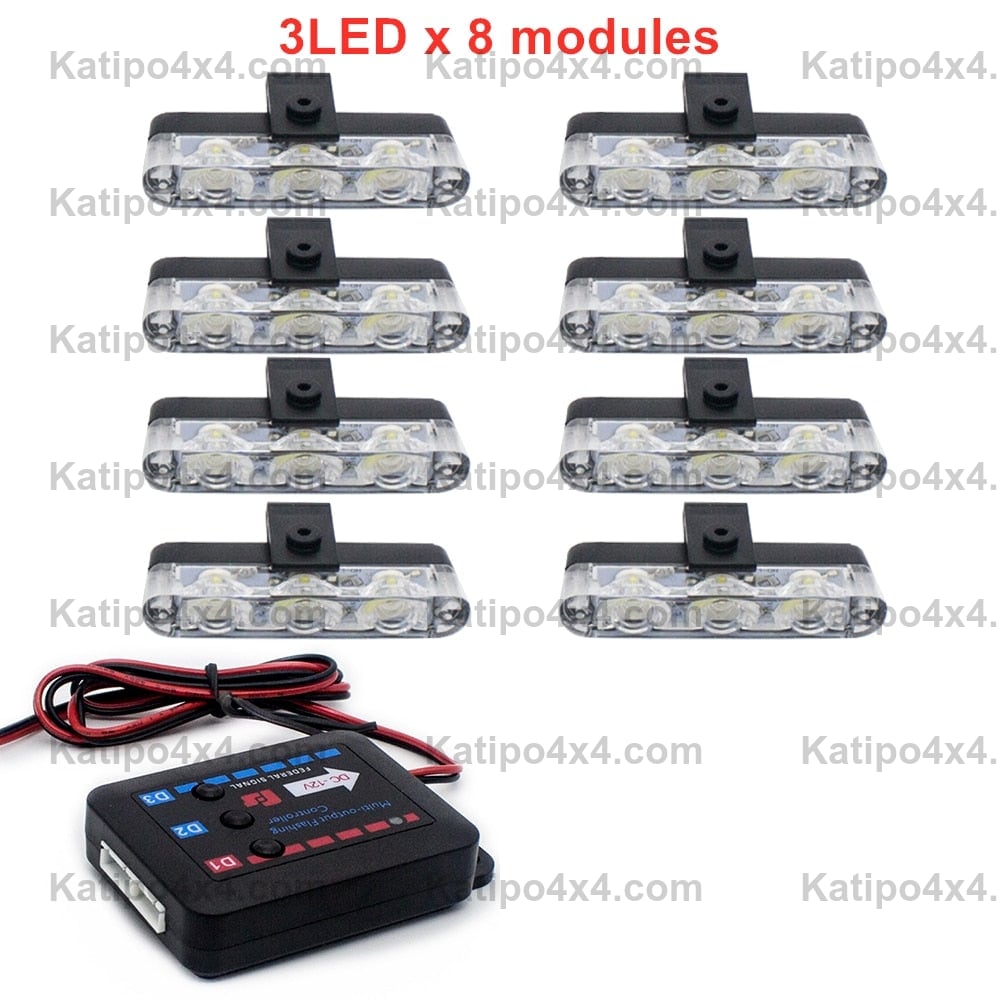 3 LED Car Front Grille Strobe Lights Flash Warning Lamp Red Blue Yellow Rescue Vehicle Emergency Flasher Signal Lighting ( FREE WORLDWIDE SHIPPING )