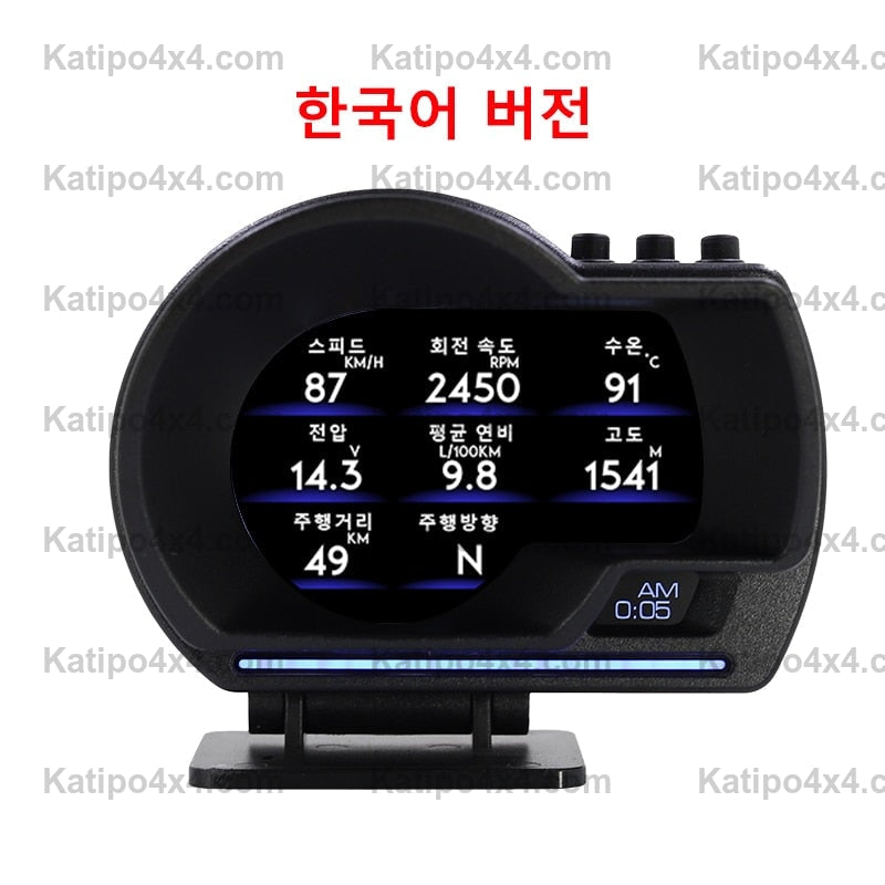 Vjoycar V60 Newest Head Up Display Auto Display OBD2+GPS Smart Car HUD Gauge Digital Odometer Security Alarm Water&amp;Oil Temp. RPM