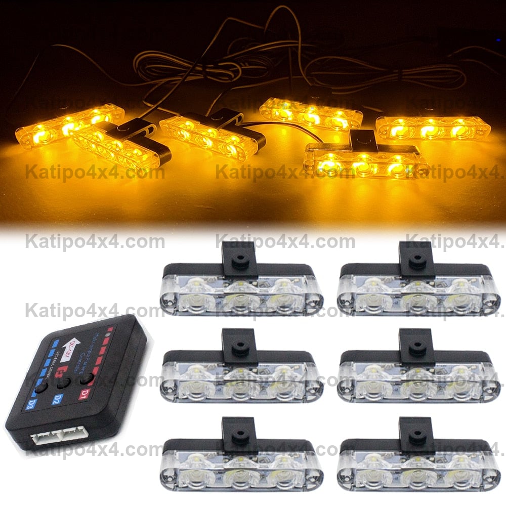 3 LED Car Front Grille Strobe Lights Flash Warning Lamp Red Blue Yellow Rescue Vehicle Emergency Flasher Signal Lighting ( FREE WORLDWIDE SHIPPING )