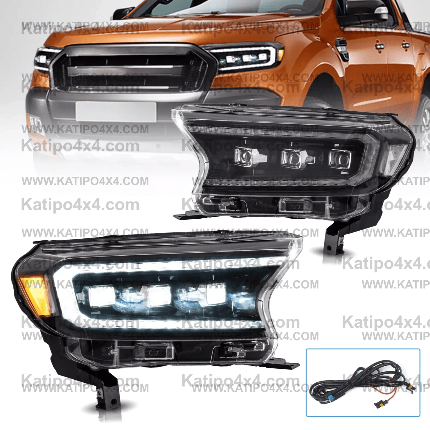 ( ROAD LEGAL LED HEADLIGHTS ) FORD RANGER, EVEREST, RAPTOR (2015-2022) ( FREE WORLD WIDE SHIPPING )