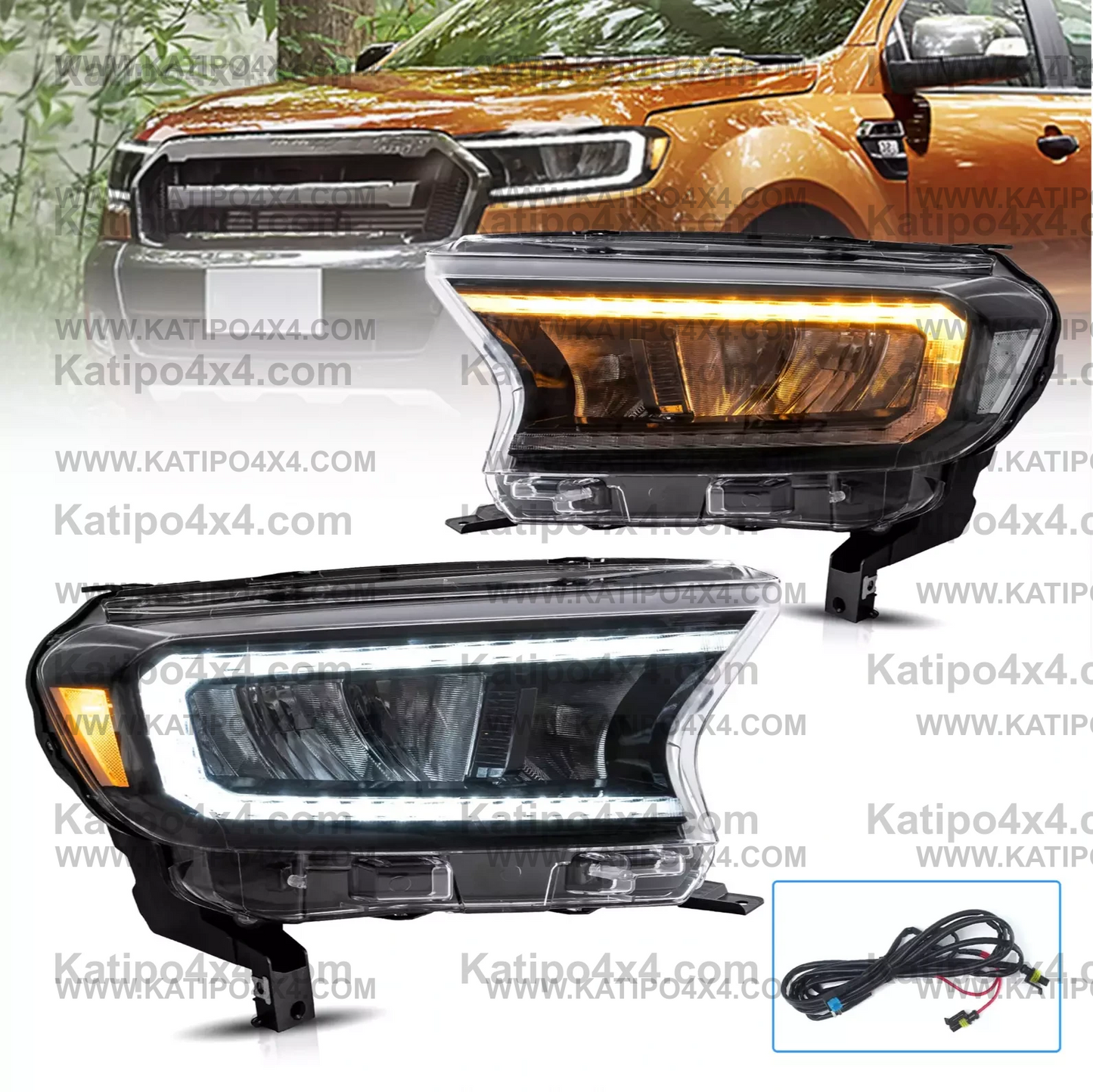 ( ROAD LEGAL LED HEADLIGHTS  ) FORD RANGER, EVEREST & RAPTOR (2015-2022) - ( FREE WORLD WIDE SHIPPING )