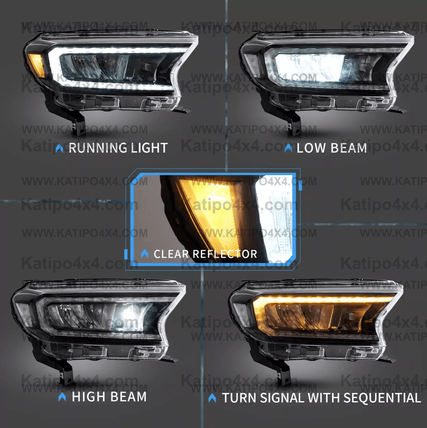 ( ROAD LEGAL LED HEADLIGHTS  ) FORD RANGER, EVEREST & RAPTOR (2015-2022) - ( FREE WORLD WIDE SHIPPING )