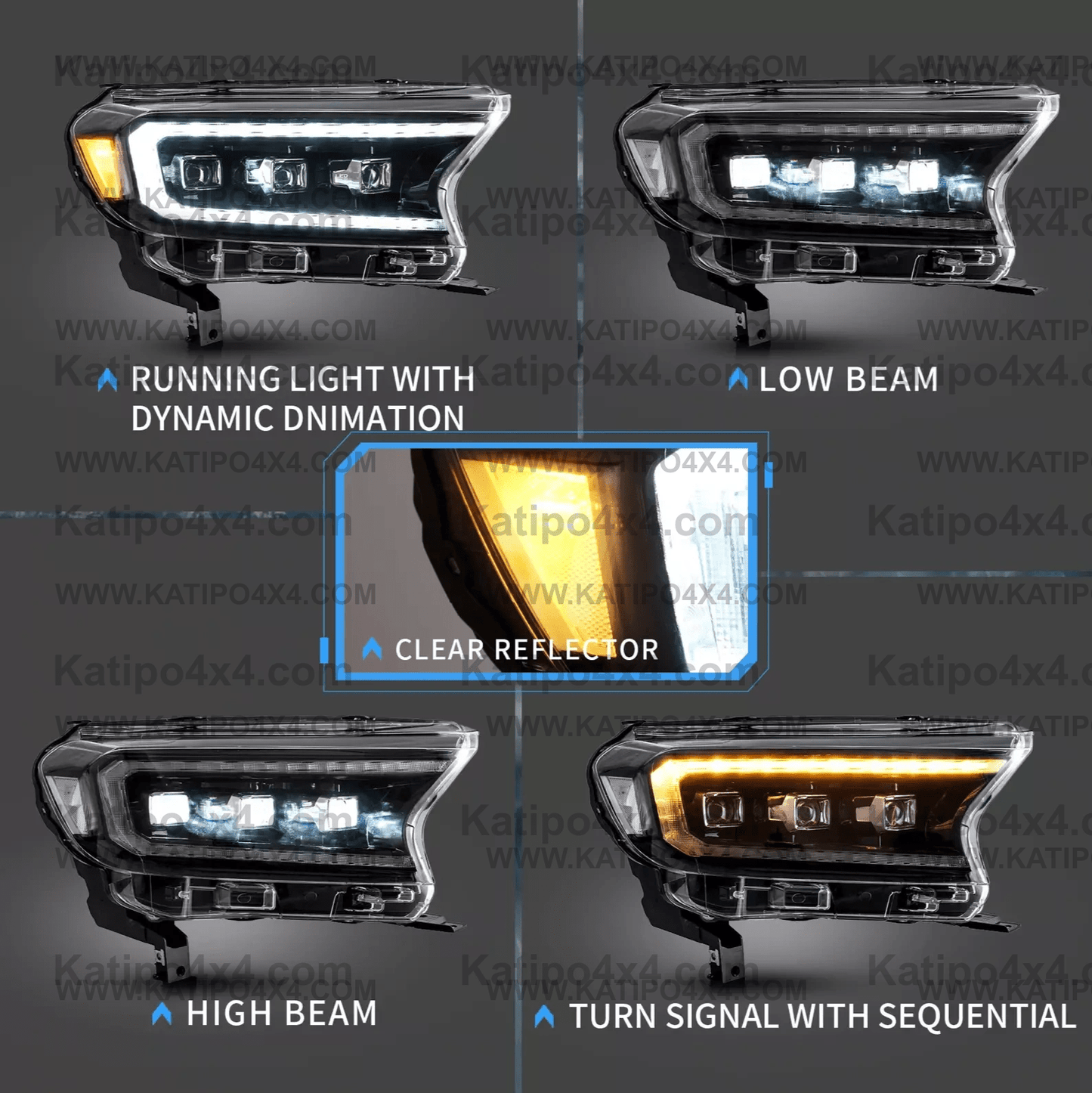 ( ROAD LEGAL LED HEADLIGHTS ) FORD RANGER, EVEREST, RAPTOR (2015-2022) ( FREE WORLD WIDE SHIPPING )