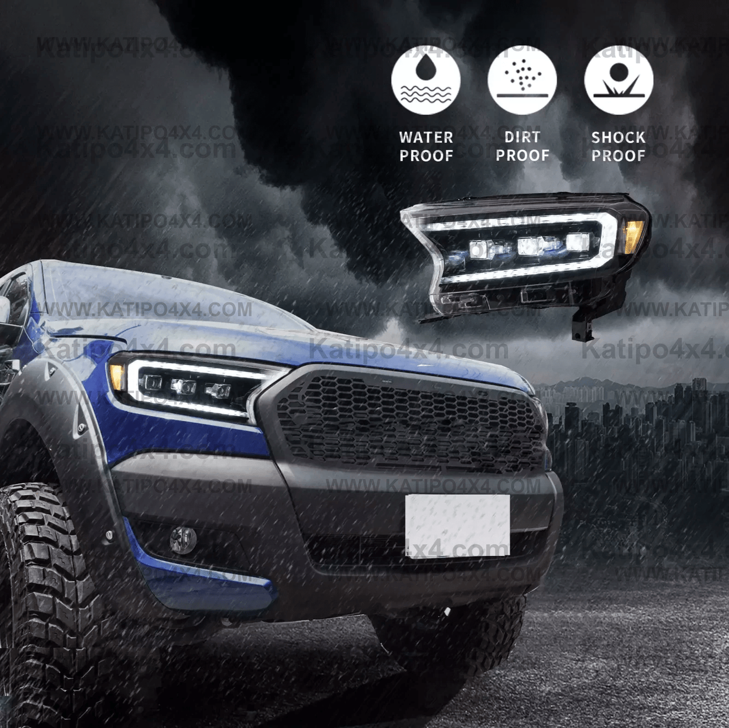 ( ROAD LEGAL LED HEADLIGHTS ) FORD RANGER, EVEREST, RAPTOR (2015-2022) ( FREE WORLD WIDE SHIPPING )