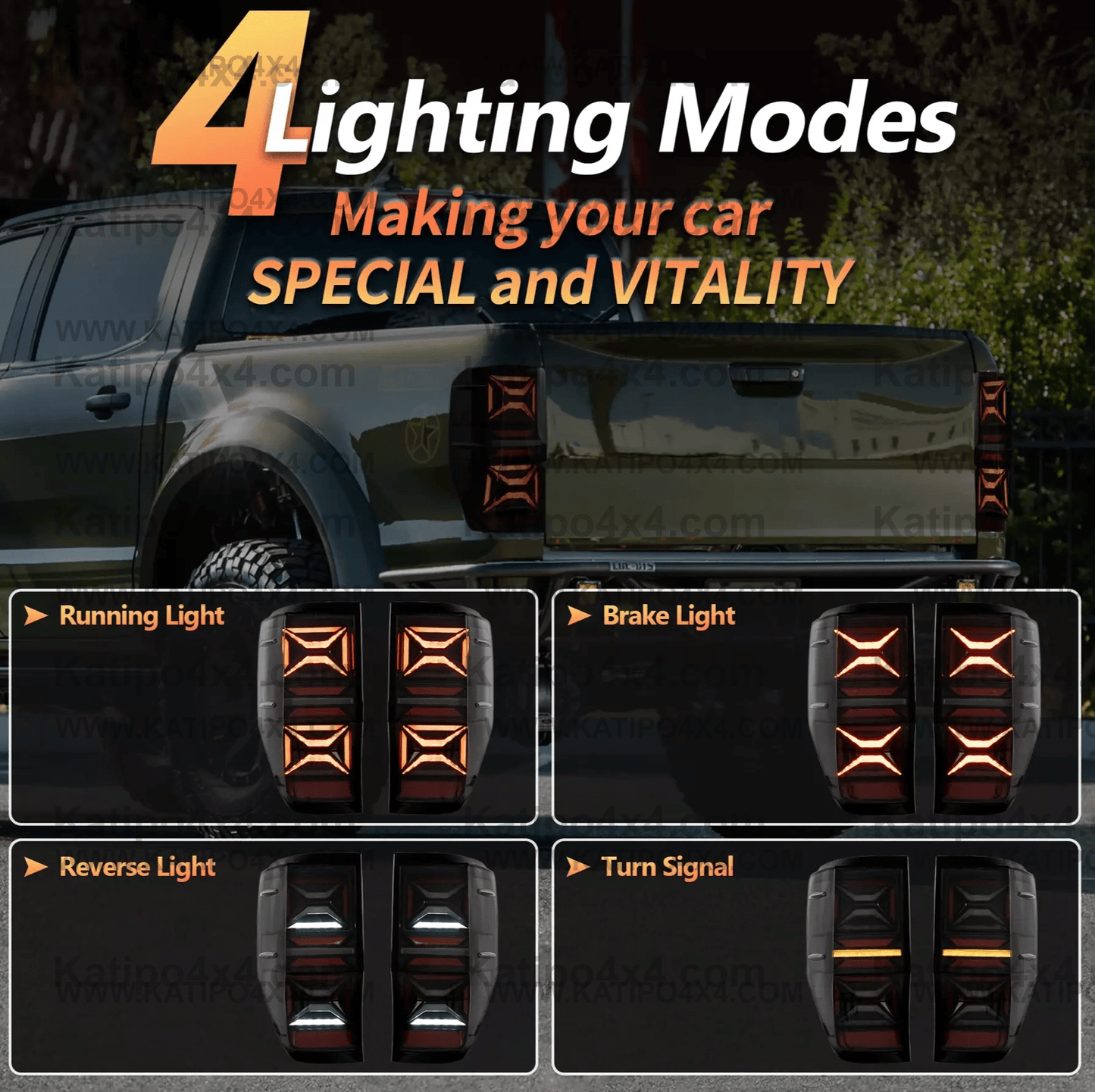 FORD RANGER & RAPTOR / LED REAR TAIL LIGHTS, TYPE - X-MEN (2012-2022) ( FREE WORLDWIDE SHIPPING )