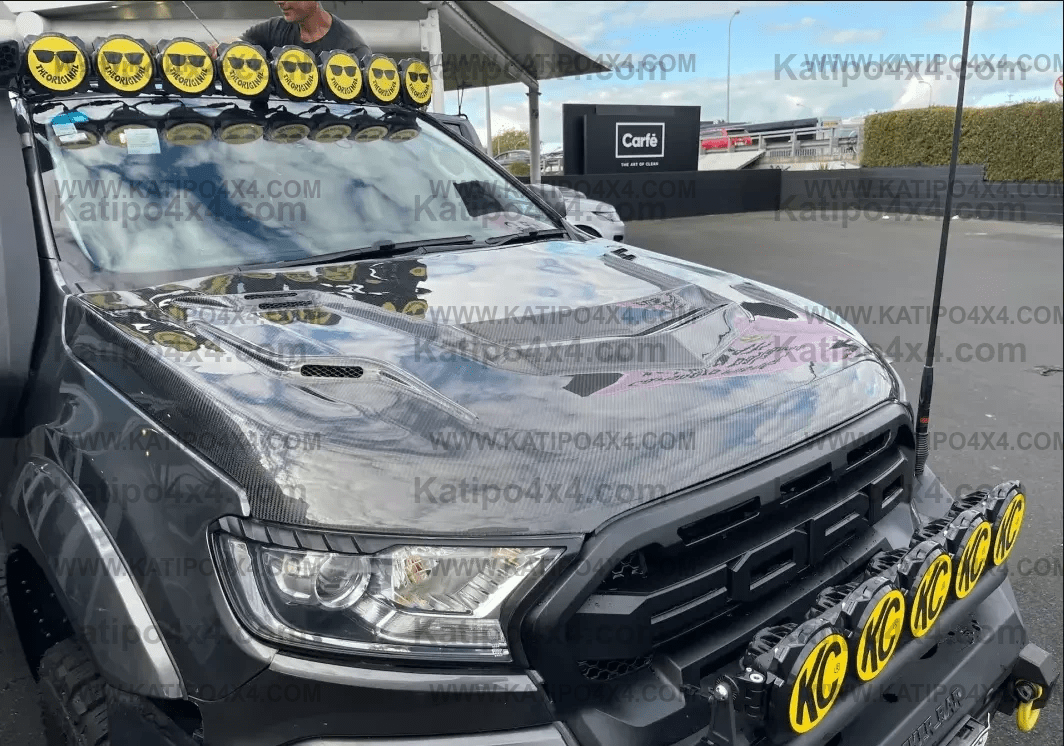 FORD RANGER, EVEREST & RAPTOR  CARBON BONNET, TYPE - STINGER (2015-2022) WORLDWIDE SHIPPING