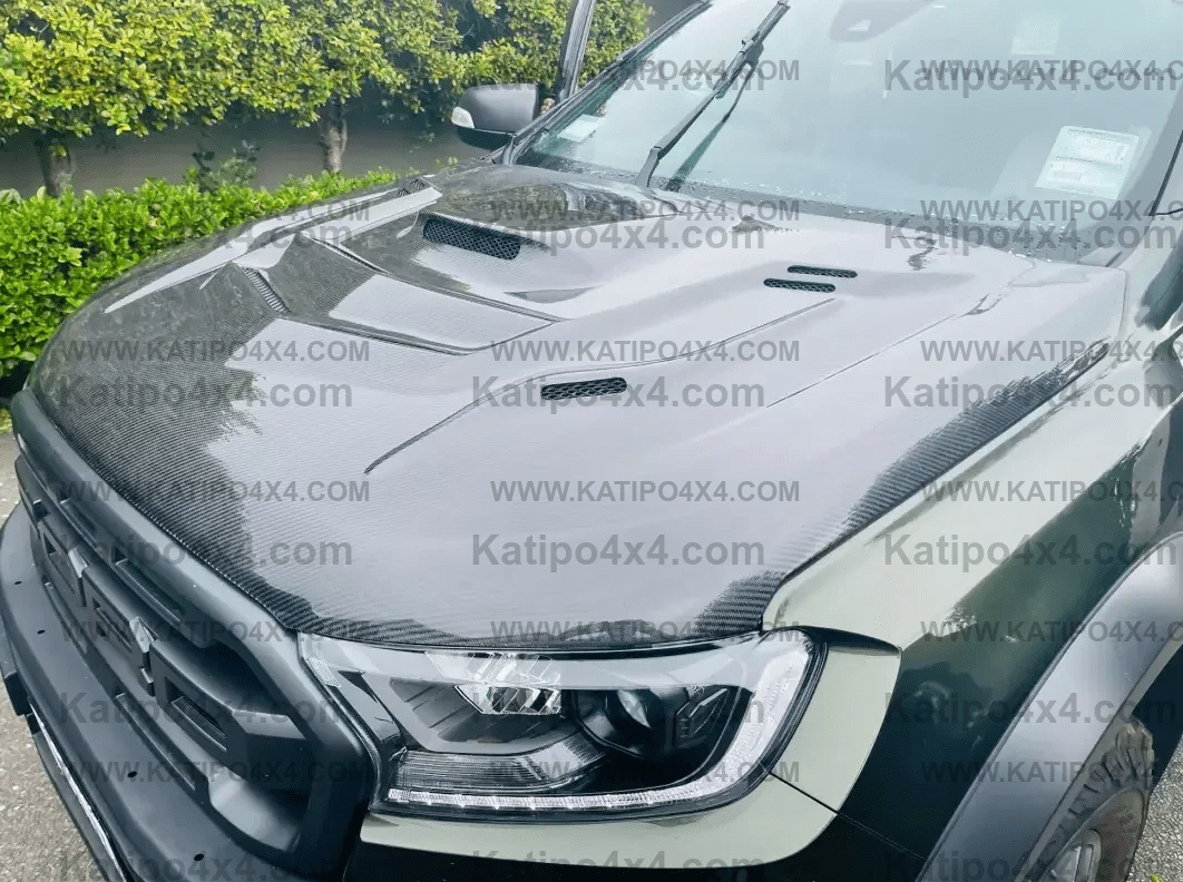 FORD RANGER, EVEREST & RAPTOR  CARBON BONNET, TYPE - STINGER WITH SCOOP (2015-2022) WORLDWIDE SHIPPING