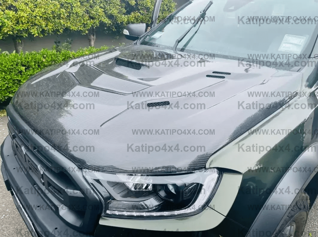 FORD RANGER, EVEREST & RAPTOR  CARBON BONNET, TYPE - STINGER WITH SCOOP (2015-2022) WORLDWIDE SHIPPING