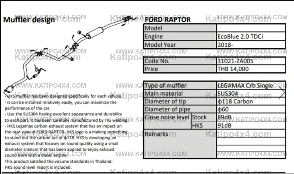 HKS SINGLE EXIT RAPTOR, LEGAMAX MUFFLER EXHAUST (2018-2022)