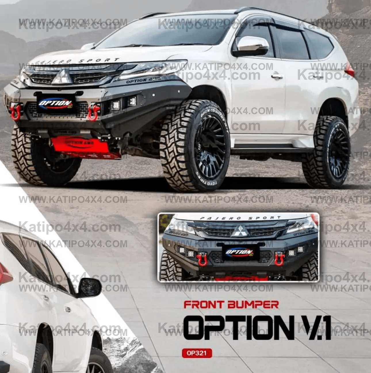 OPTION4WD - Mitsubishi Pajero V.1 FRONT WINCH BAR  ( 2015-2019 )