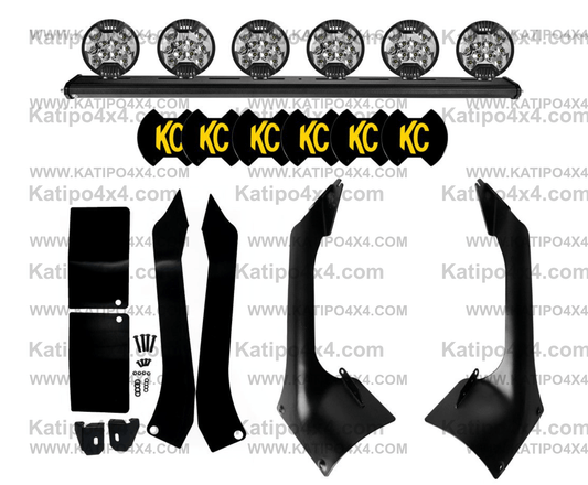 50" KC Xross Bar - Overhead - SlimLite LED - 6-Light System - 300W Spot Beam - 18-23 Jeep JL / JT