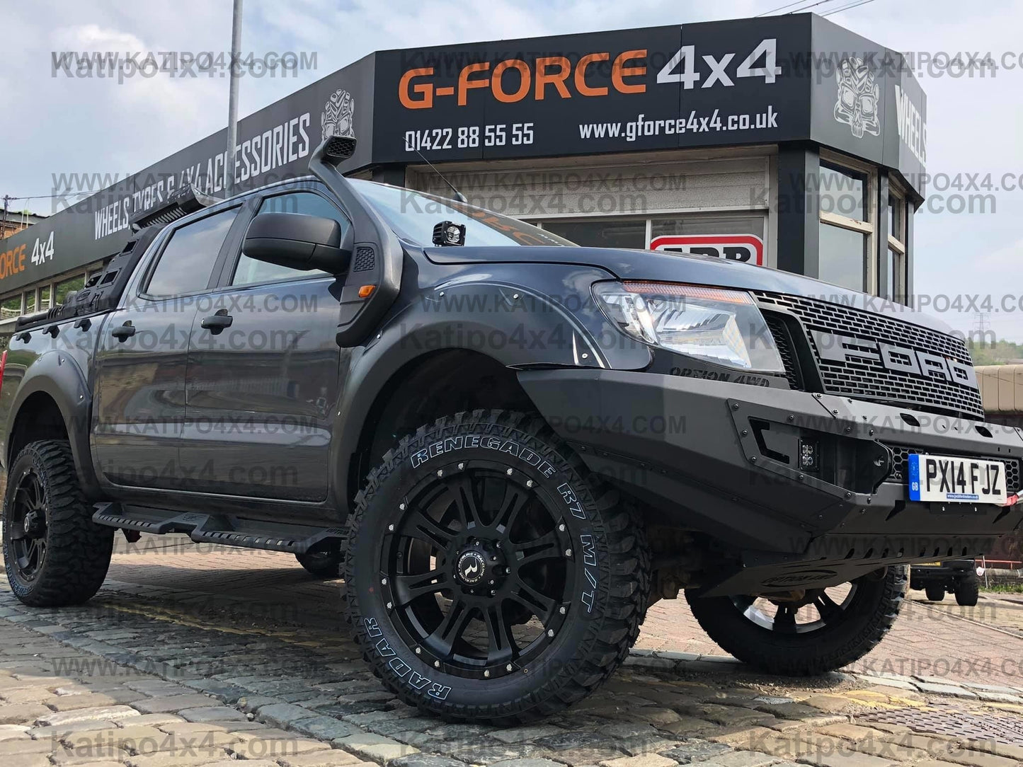 OPTION4WD - V.1 FRONT WINCH BAR,  PX1 FORD RANGER ( 2012-2014 )